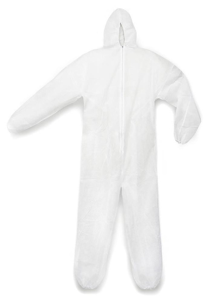 Комбинезон одноразовый защитный с капюшоном 25г/м2 открытая молния (белый)
