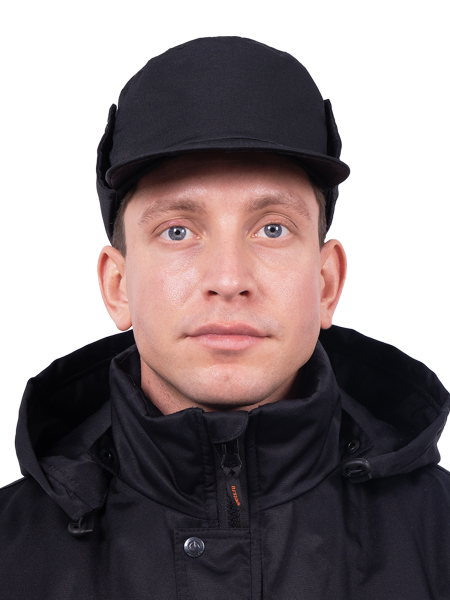 Кепка ОХРАНА зимняя (черный)