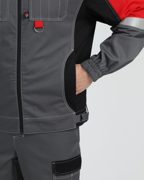 Костюм ВЕКТРОН-1 СН МВО с БР (серый/черный/красный)