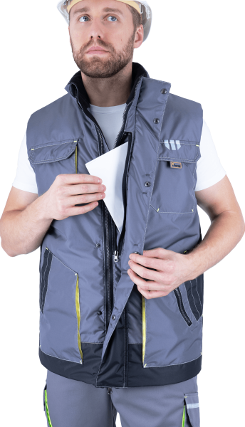 Жилет ЭДВАНС зимний (серый/т.серый/лимонный)