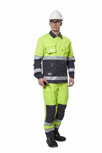 Костюм КРОН сигнальный с БР (лимонный/т.серый)