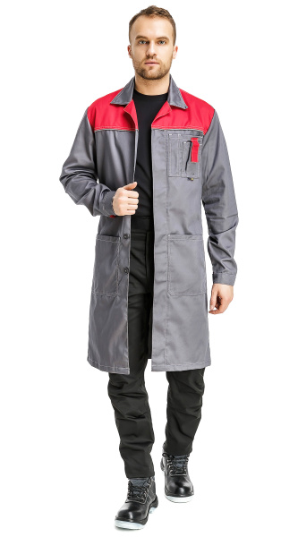 Халат RONTA HL102 (т.серый/красный)