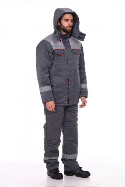 Костюм зимний с ПК (серый/св.серый/красный)