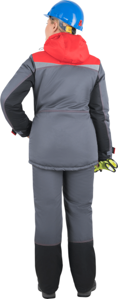 Костюм КМ-10 ЛЮКС жен. зимний c БР (серый/красный)