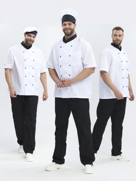 Костюм повара ШОКОЛАД с коротким рукавом (черный/белый)