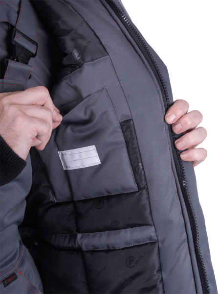 Костюм КМ-10 ЛЮКС зимний 3-4 класс c ПК (серый/красный)