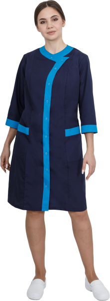 Халат САКУРА женский (т.синий/голубой)