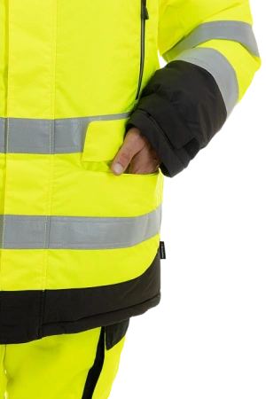 Куртка-парка BRODEKS KW 217 зимняя сигнальная c опушкой (желтый/черный)