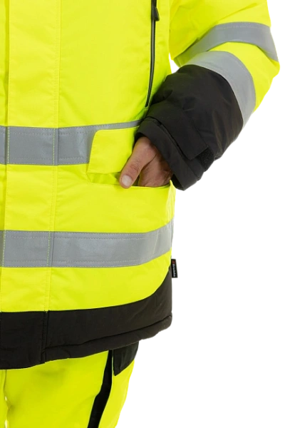 Куртка-парка BRODEKS KW 217 зимняя сигнальная c опушкой (желтый/черный)