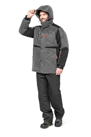 Куртка ЕНИСЕЙ зимняя с фольгированной подкладкой (серый/черный)