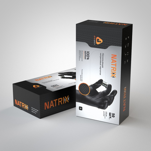 Перчатки JETA SAFETY JSN NATRIX NATRIX-50BL ультрапрочные нитриловые с текстурой 50шт (черный)