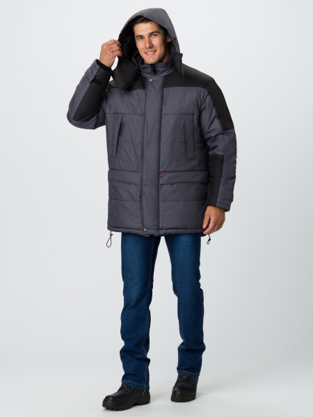 Куртка ПРЕМИУМ зимняя (т.серый меланж/черный)