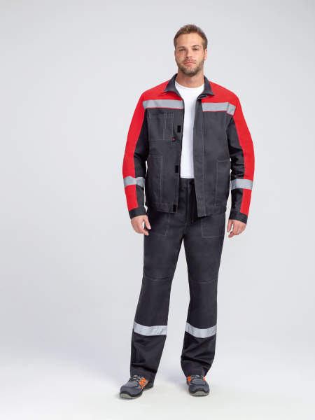 Костюм БРИГОТЕК-1 СОП с БР (т.серый/красный)