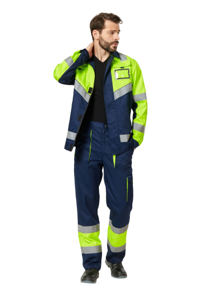 Костюм ИЛИОН сигнальный с БР (желтый/т.синий)