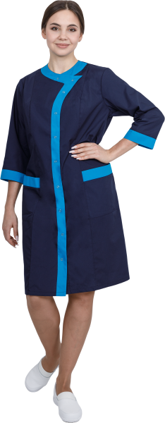 Халат САКУРА женский (т.синий/голубой)