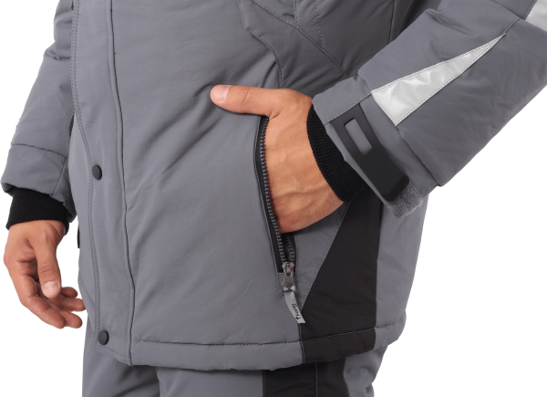 Куртка ХАЙ-ТЕК зимняя (серый/красный/черный)