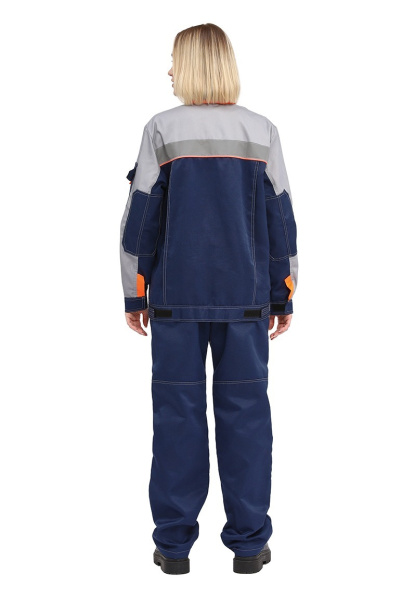 Костюм РОЛЬФ женский с БР (т.синий/св.серый/оранжевый)