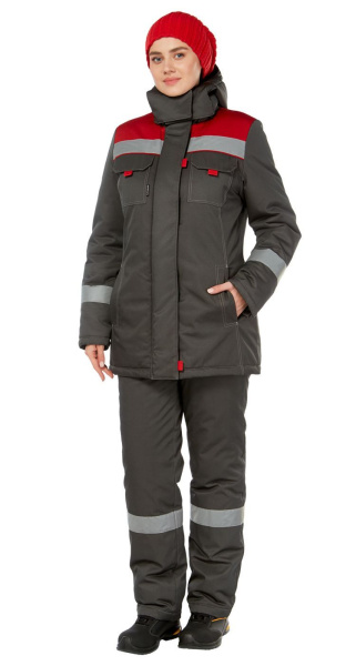 Костюм ТИМБЕР женский зимний с БР (т.серый/красный)