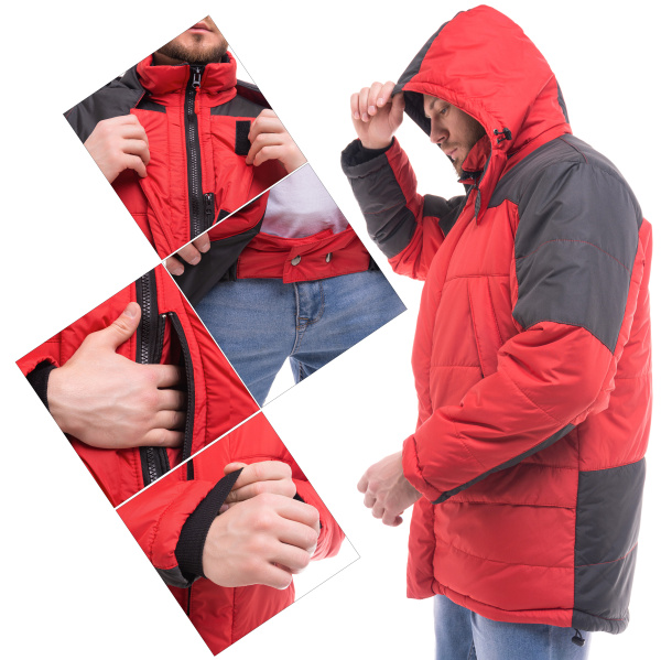 Куртка СИТИ зимняя (красный/чёрный)