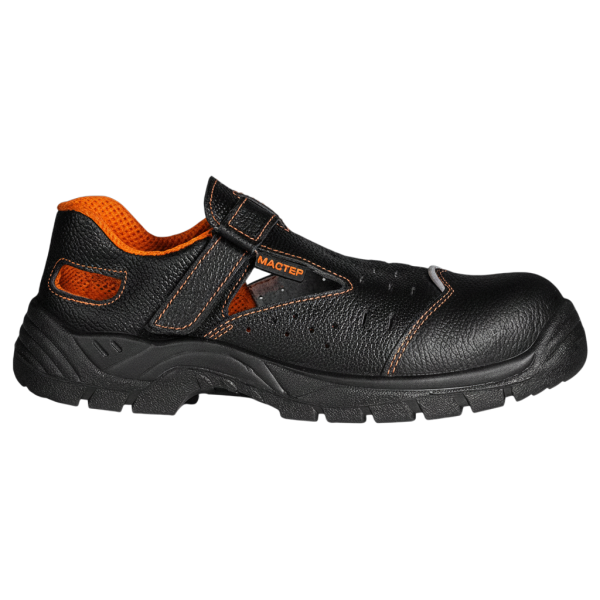 Полуботинки МАСТЕР ПУ кожаные с перфорацией с МП (черный/оранжевый)