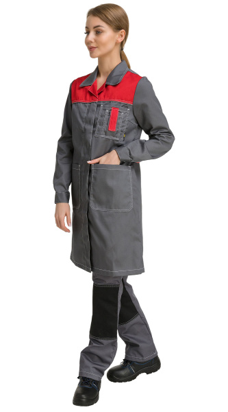 Халат RONTA HL101 женский (т.серый/красный)