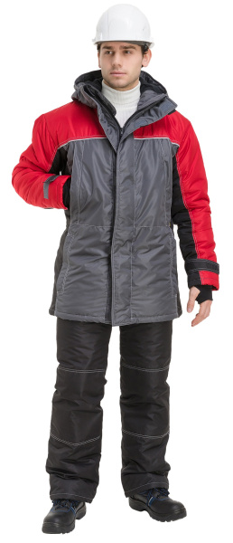 Куртка RONTA KR930 зимняя (т.серый/черный/красный)
