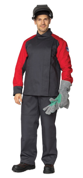 Костюм огнестойкий ГЕКТОР 1 кл. х/б с БР (серый/красный)