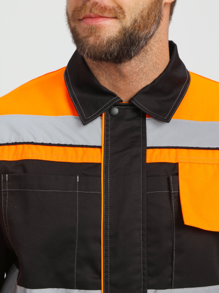 Костюм ВИВАТ-1 ПРЕМИУМ СН МВО с БР (черный/оранжевый)