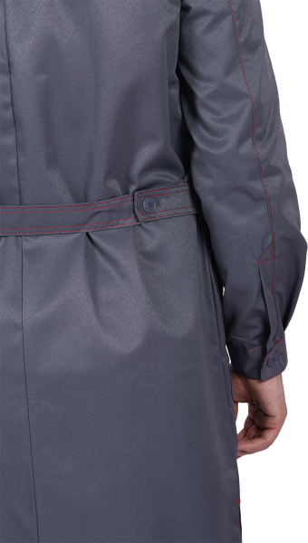 Халат КМ-10 ЛЮКС (серый/красный)