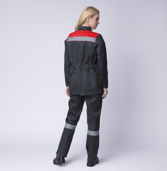 Костюм ВЕСНА-2 СОП NEW женский с ПК (т.серый/красный)