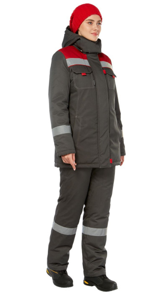 Костюм ТИМБЕР женский зимний с БР (т.серый/красный)