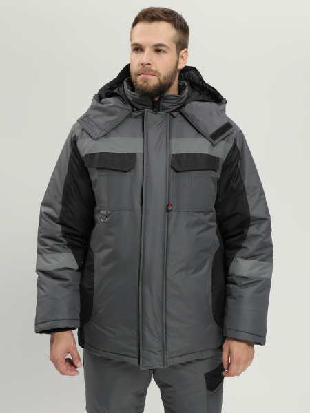 Костюм ВЕКТРОН-2 СОП зимний с ПК (т.серый/черный)