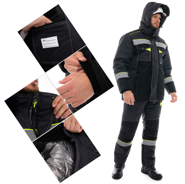 Костюм ОРЕГОН-МЕМБРАНА зимний с ПК (т. серый/черный/лимонный)