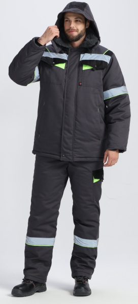 Костюм ХОВАРД зимний с ПК (т.серый/черный/лимонный)