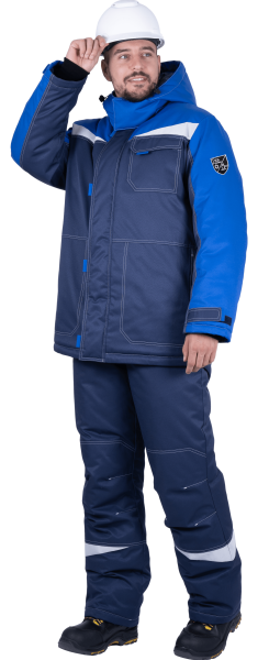 Костюм КМ-10 ЛЮКС зимний 3-4 класс c ПК (василек/т.синий)