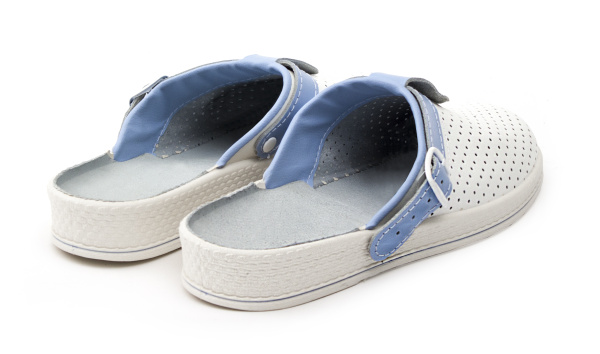 Сабо женские нат.кожа Комфорт ПВХ (белый/голубой)