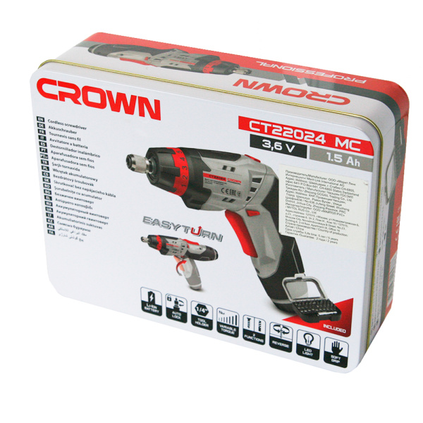 Аккумуляторный шуруповерт CROWN CT22024 MC 3,6В Li-ion 1,5Ач 0-200об/мин