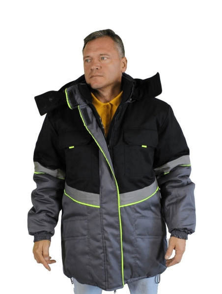 Куртка СЕВЕРНАЯ ШИРОТА зимняя (серый/черный)