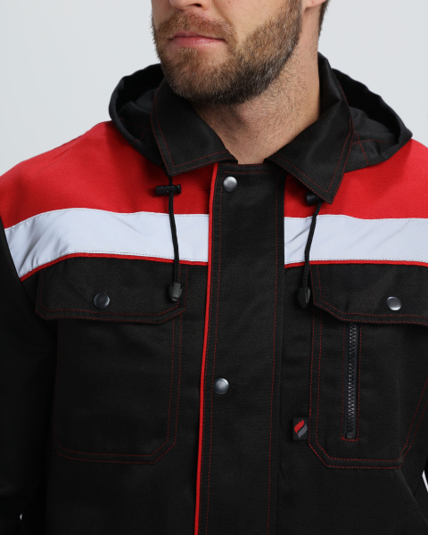 Костюм НЕЙЧ-2 СОП CH с капюшоном с ПК (черный/красный)