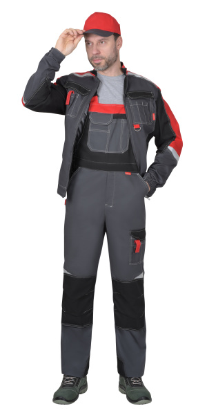 Костюм СИРИУС-ФАВОРИТ-МЕГА СОП с ПК (серый/черный/красный)