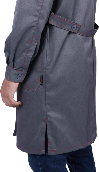 Халат КМ-10 ЛЮКС (серый/красный)