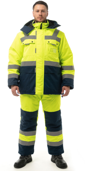 Костюм НОРДИК зимний с ПК (лимонный/т.синий)