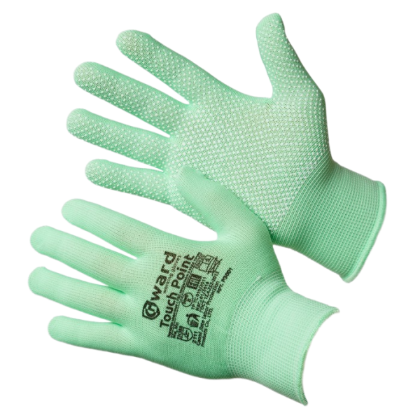 Перчатки TOUCH POINT нейлоновые с микроточечным покрытием (зеленый)