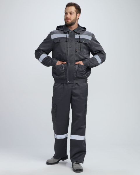 Костюм НЕЙЧ-2 СОП К. с капюшоном с ПК (т.серый/св.серый)