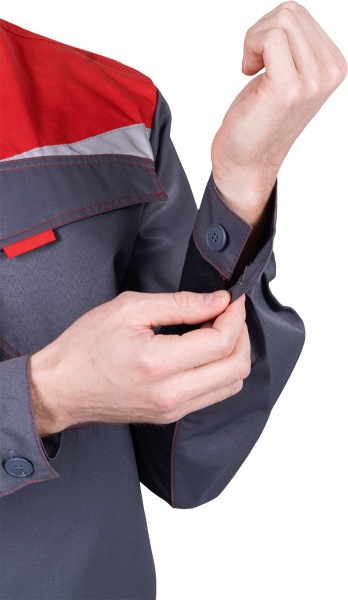 Костюм КМ-10 ЛЮКС летний с ПК (серый/красный)