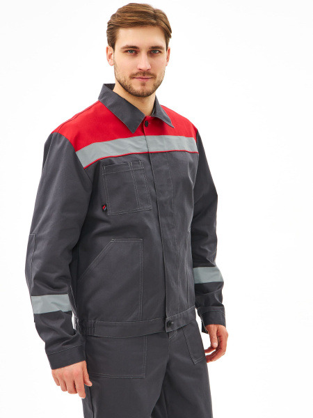 Костюм ЛИПЕЦК-1 СОП CH с БР (т.серый/красный)