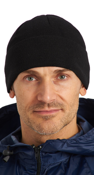 Шапка трикотажная на флисе вязка 12 класс (черный)