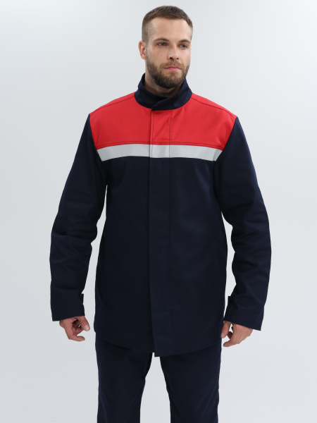 Костюм сварщика ВЕЛДСВАР-СОП 1 кл.защиты с БР (т.синий/красный)