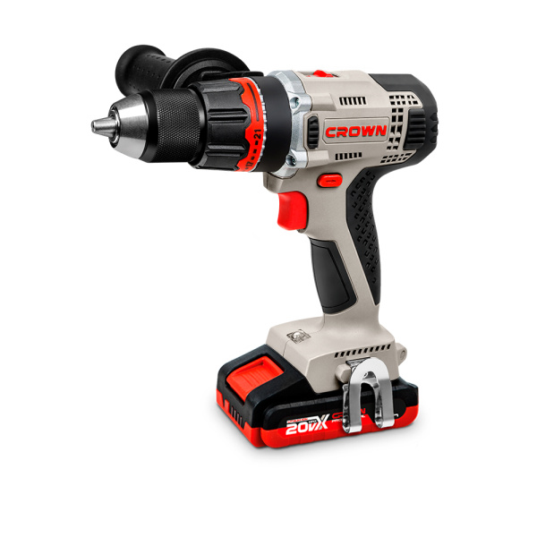 Аккумуляторный шуруповерт CROWN CT21076HMX-2 BMC 20В B3+ 2х2.0Ач 400/1500об/мин
