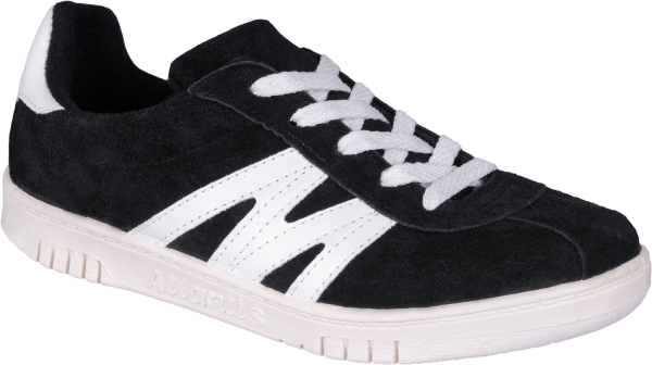 Туфли кроссовые ПВХ замша (черный/белый)